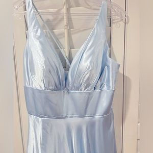 Satin Sky Blue Dress - Anny Lee - Size L